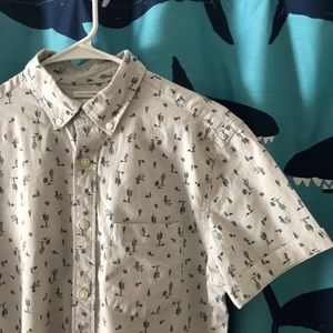 Old Navy Classic Shirt Small Cactus Grey Pattern